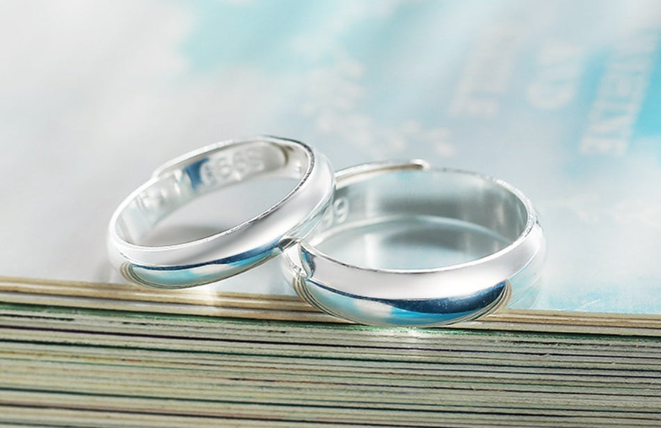 Bague brillante bague en argent simple pour hommes