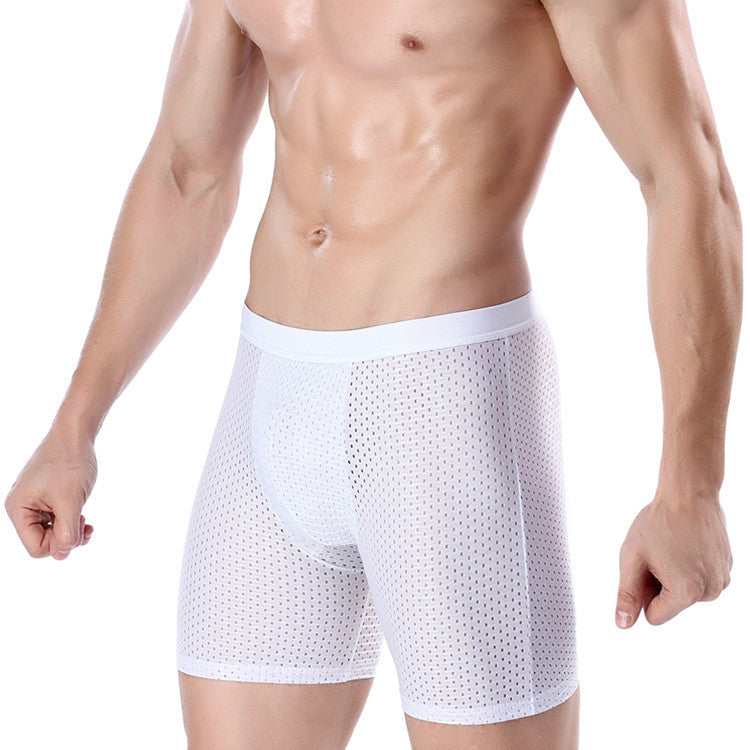 Herr sportunderkläder långa isnätögon sexiga andningsbara boxershorts löparkläder benlånga byxor