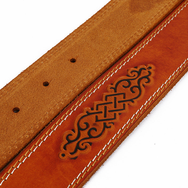 Unisex Auspicious Pattern Embossing Belts - Symbolic Fortune
