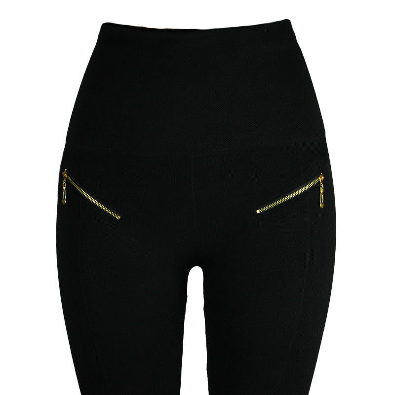 High Waist Tight Pants Tummy Control Zipper Leggings for Women Seamless Fuel with Diamond-Padded Pants