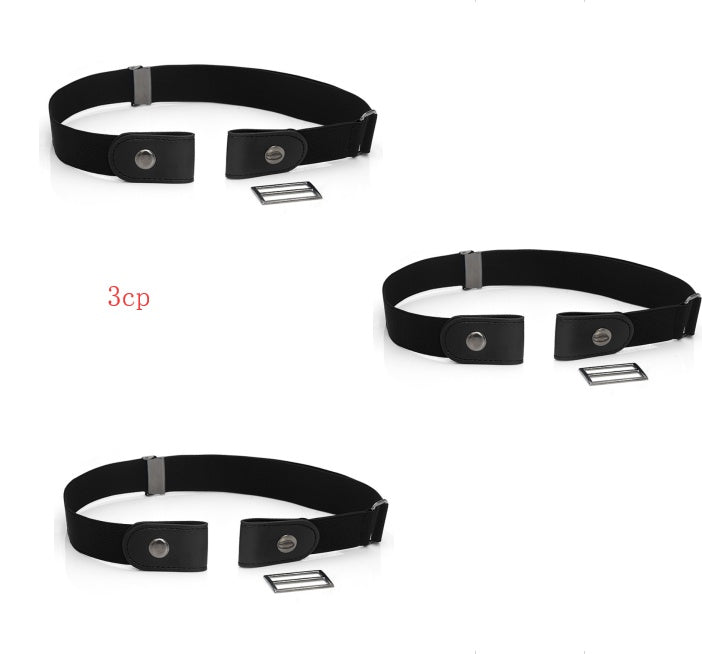 Men's Leather Slim Stretch Invisible Jeans Lazy Belt - Seamless Comfort