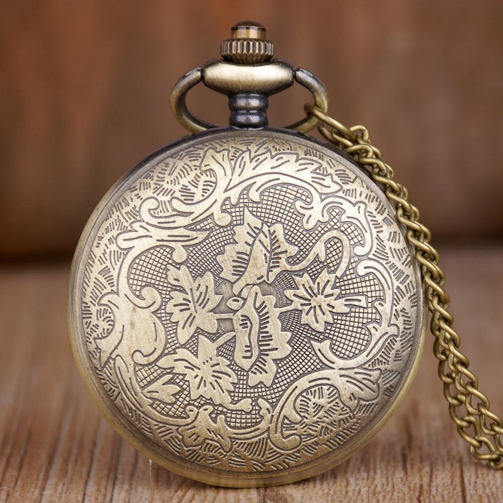 Retro Bronze Steampunk Quartz Pocket Watch Stainless Steel Chain Necklace 30cm For Men For Women With Gift Box - Vintage Intricate Stylish Unisex