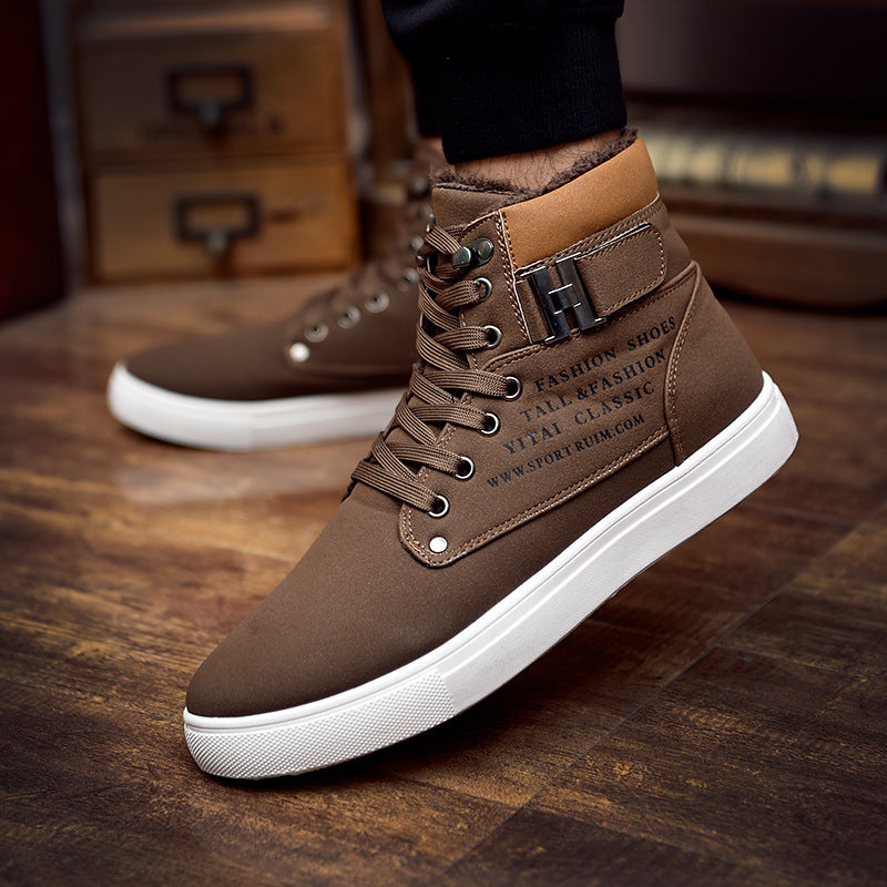 DEKABR 2021 Hot Men Skor Mode Varm Päls Vinter Män Stövlar Höst Läder Skor För Man Nya High Top Canvas Casual Skor Män