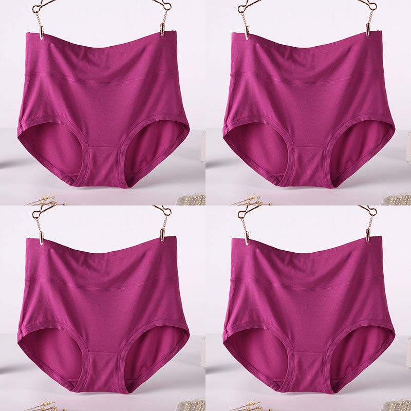 Women Underwear Soft Viscose Solid Color High Waist Panties 4pcs A Lot