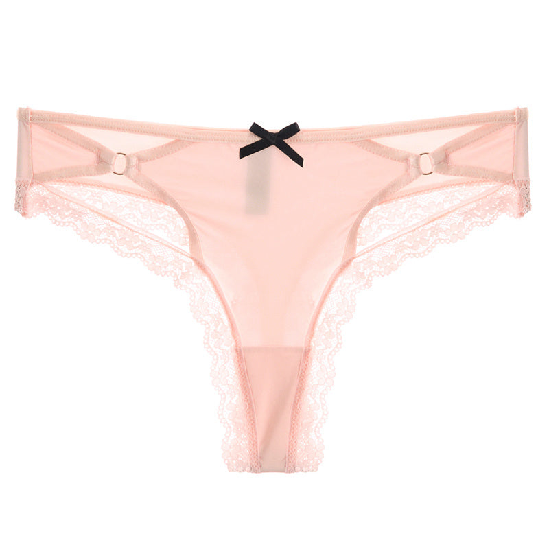 Cross-cut hollow bow panties