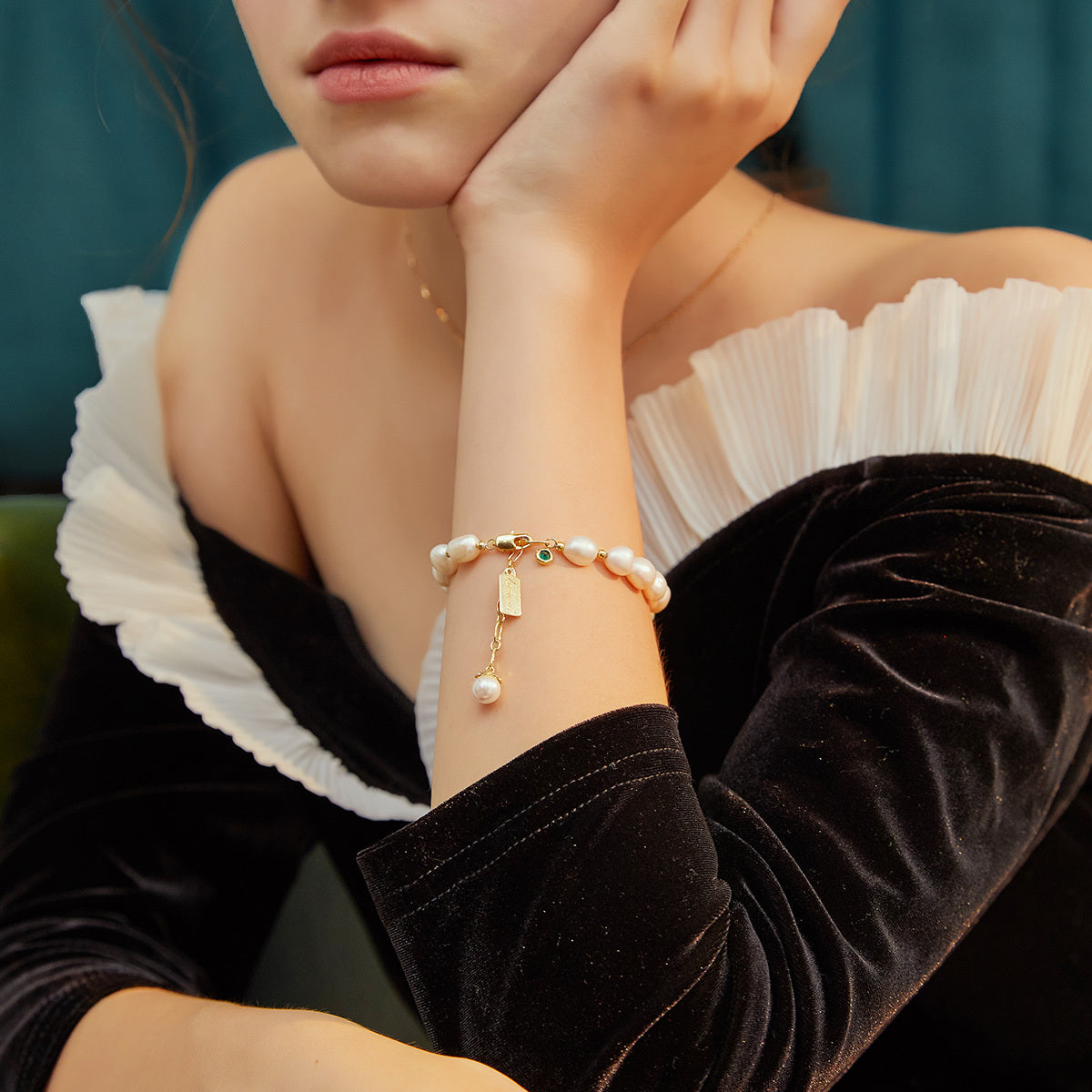 Naturliga zirkonpärlorarmband lyxsmycken