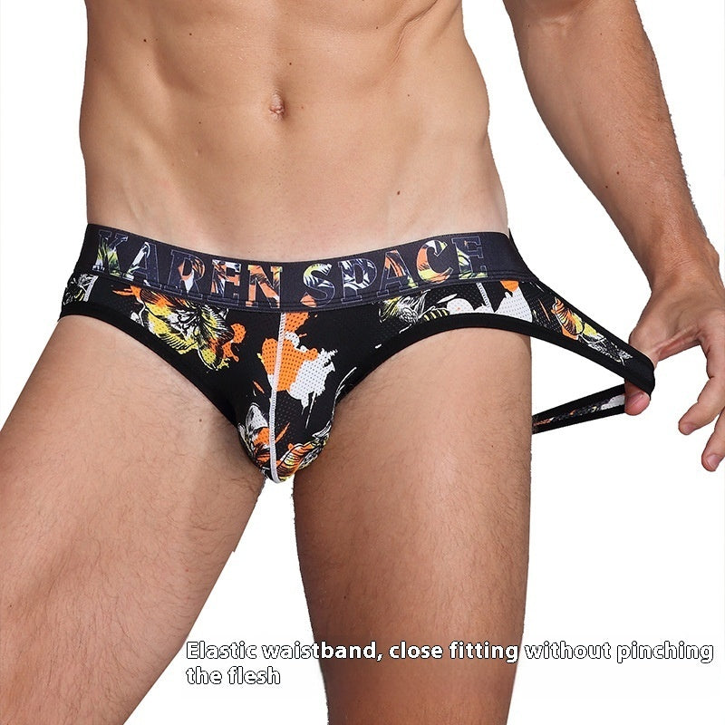 Men's Thong Mesh Ice Silk Printed Breathable