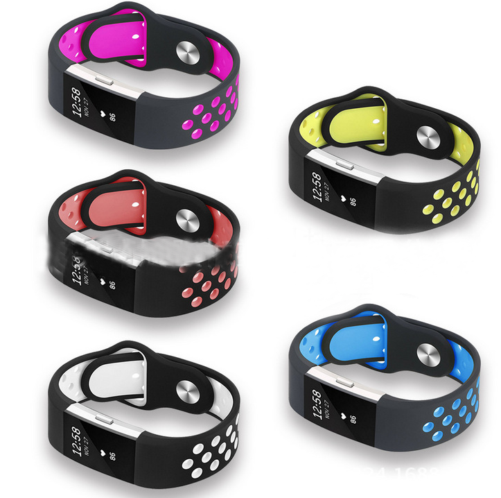 Fitbit Strap Charge2 Bracelet en silicone à trou rond monochrome