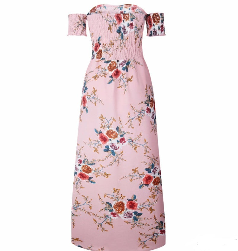 Boho style long klänning kvinnor Off axel strand sommar klänningar