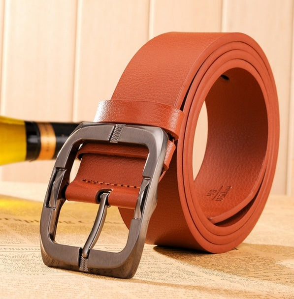Men's New Brand High Quality Luxury Leather Pin Buckle Black Business Belt - Executive Excellence