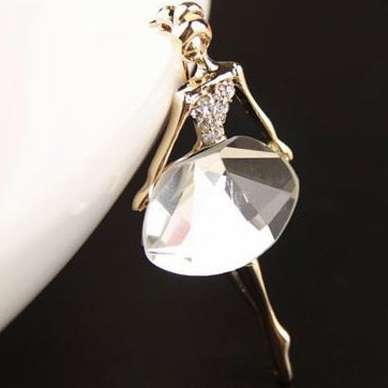 Crystal Ballerina Girl Temperament Brosch Pin Retro Brosch