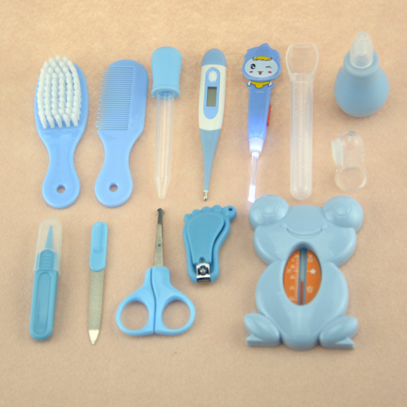 Roadfisher Newborn Baby Care Kit - 13cs Pink Blue Compact Lightweight | Safety Scissors Thermometer Grooming