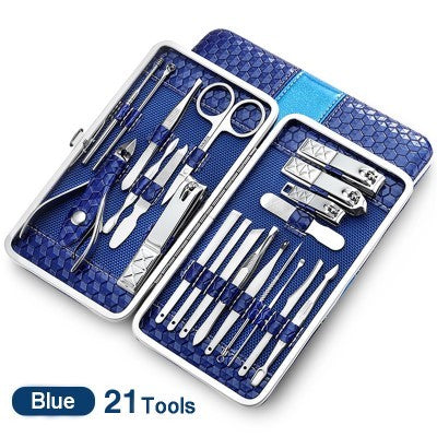 Professional Stainless Steel Manicure Kit - 18/21 Piece Set | Electroplated Finish