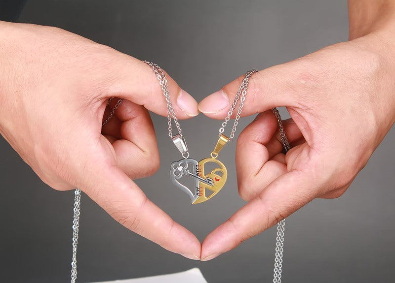 Ensemble de colliers avec pendentif d'amour, cadeaux de saint-valentin, chaîne en acier inoxydable