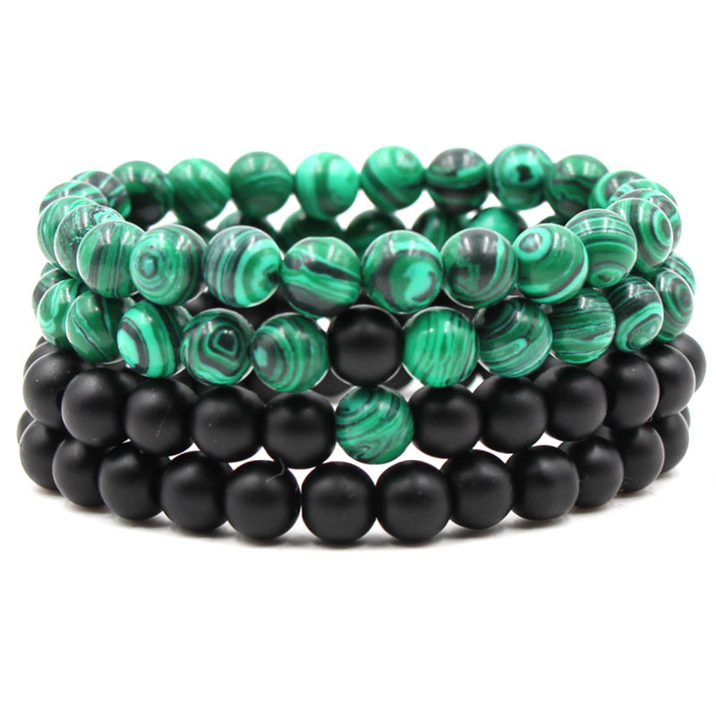Mattsvart matt sten malakit par armband armband