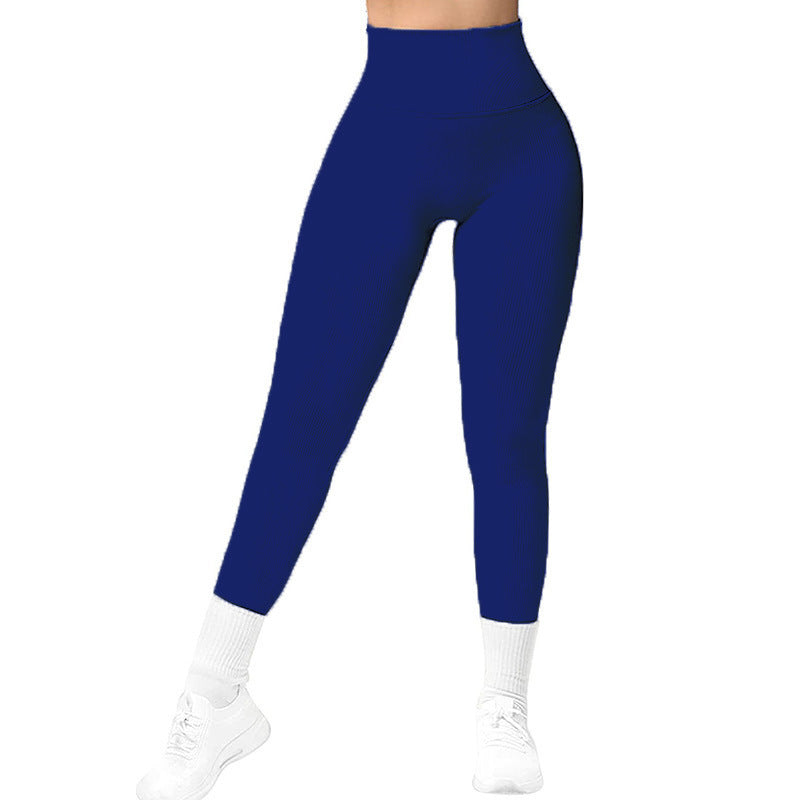 Taille haute Leggings sans couture fileté tricoté pantalons de Fitness solide femmes minceur Sport pantalons de Yoga élastique course Sport Leggings