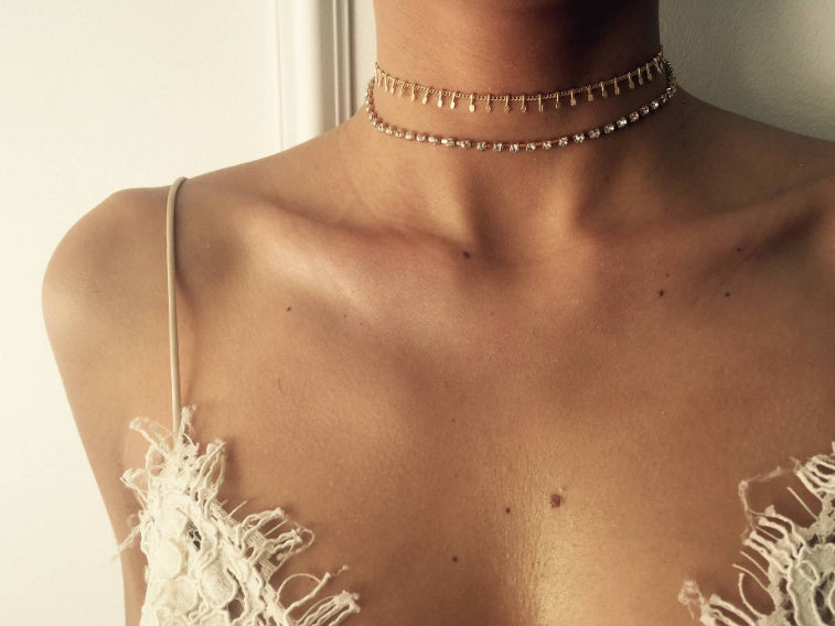 Halsband Short Choker halsband smycken för kvinnor Christmas Crystal Halsband Guld pläterade halsband Silver-pläterad
