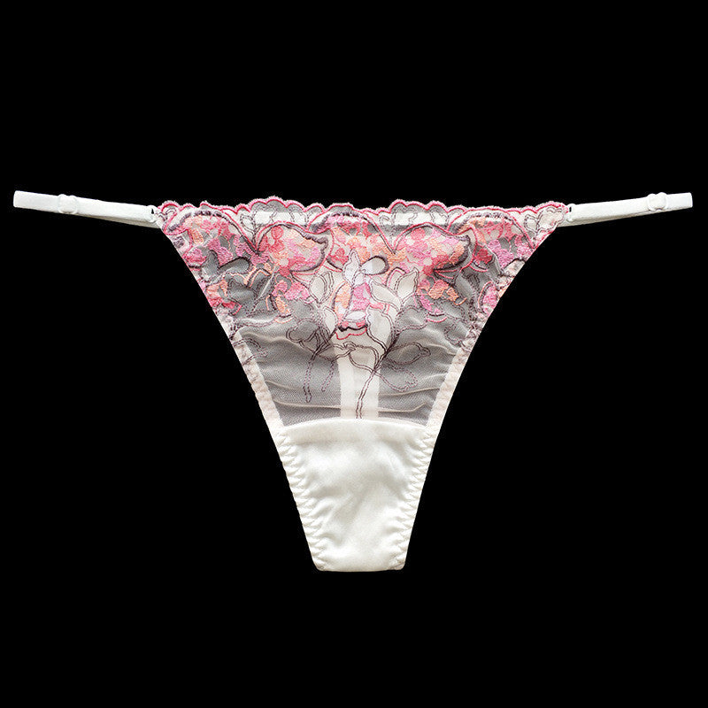 Luxurious Silk Low Waist Sheer Lace Panties - Breathable & Elegant