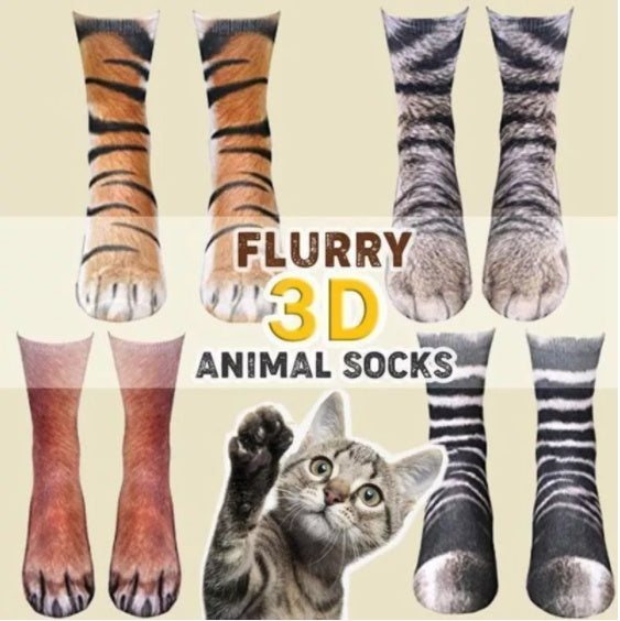 Chaussettes patte d'animal 3D chaussettes griffes de chat mignonnes chaussettes longues unisexes