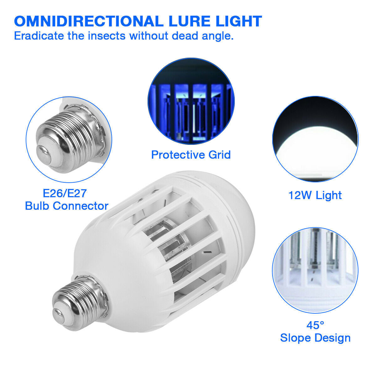 Bug Zapper ampoule moustique lampe piège à mouches tueur intérieur extérieur insecte E26 E27