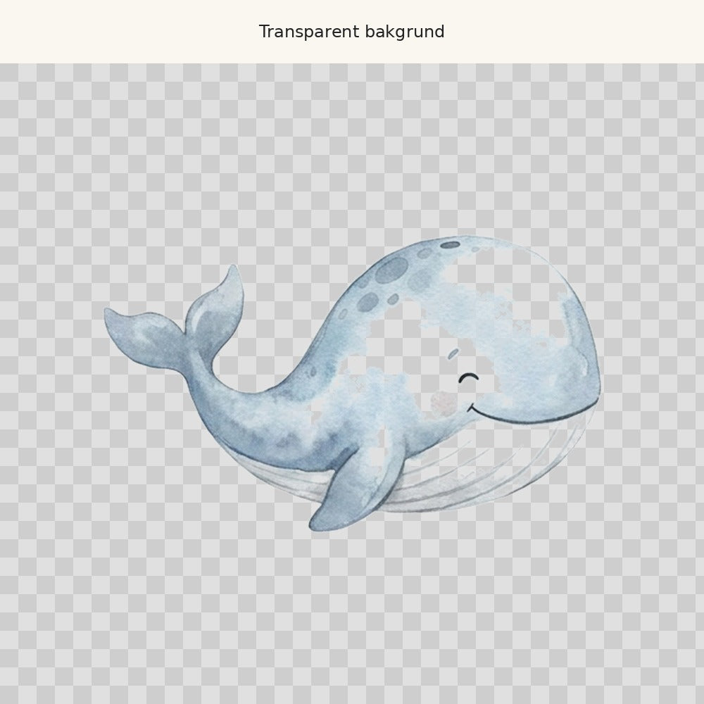 Blåval – transparent PNG-motiv (clipart)
