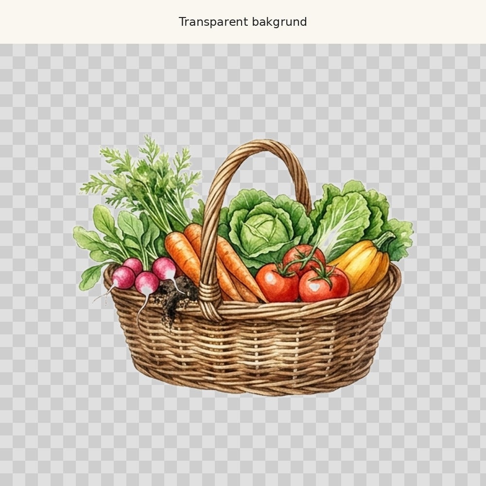 Grönsakskorg – transparent PNG-motiv (clipart)