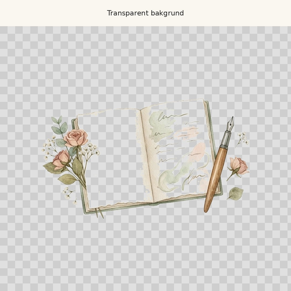 Dagbok och penna – transparent PNG-motiv (clipart)