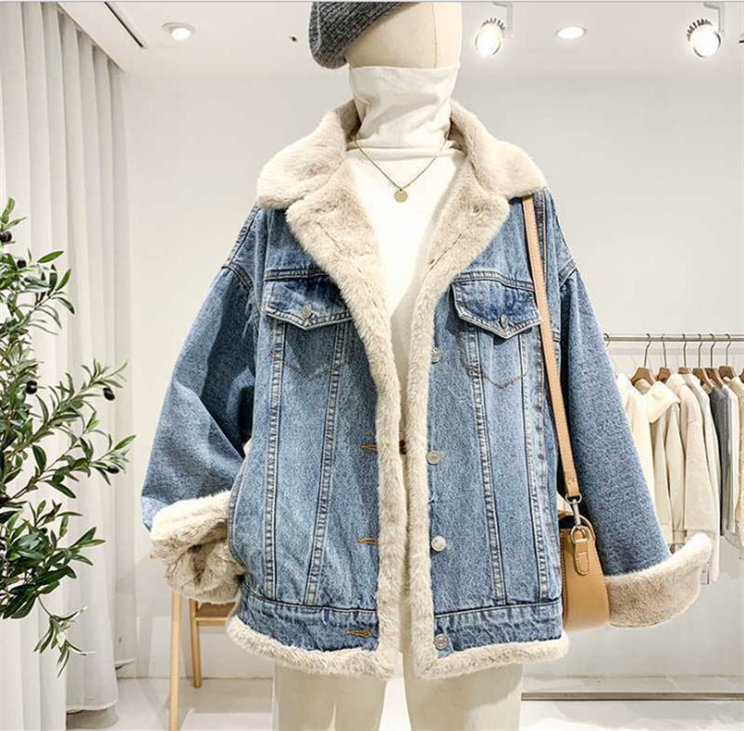 Veste en jean double face à simple boutonnage style BF