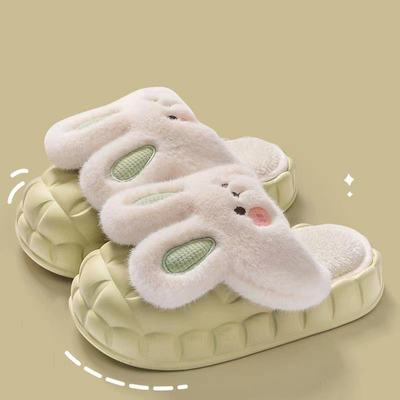Söta kaninskor Vinter Fuzzy Slippers Dam Avtagbara Tvättbara Husskor