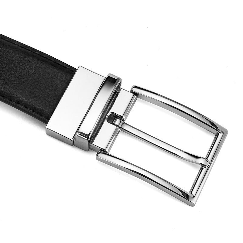 Men's Genuine Leather Rotating Pin Buckle Belt - Authentic Craftsmanship