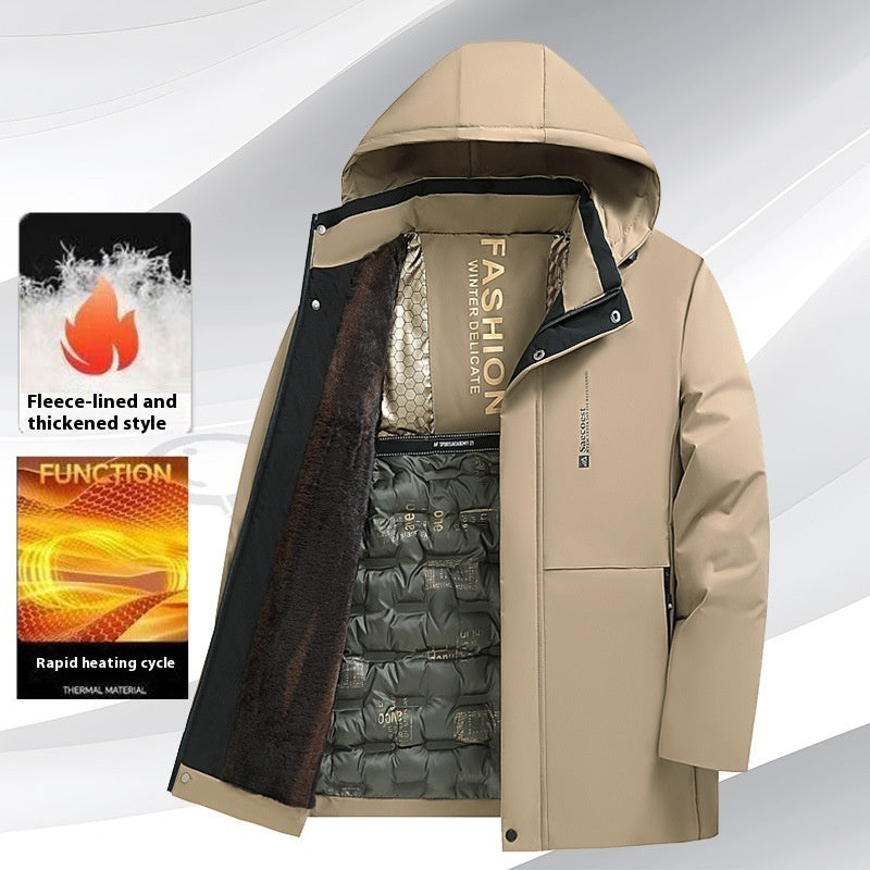 Fleece-lined Thickened Cotton-padded Coat Men's Warm Coat