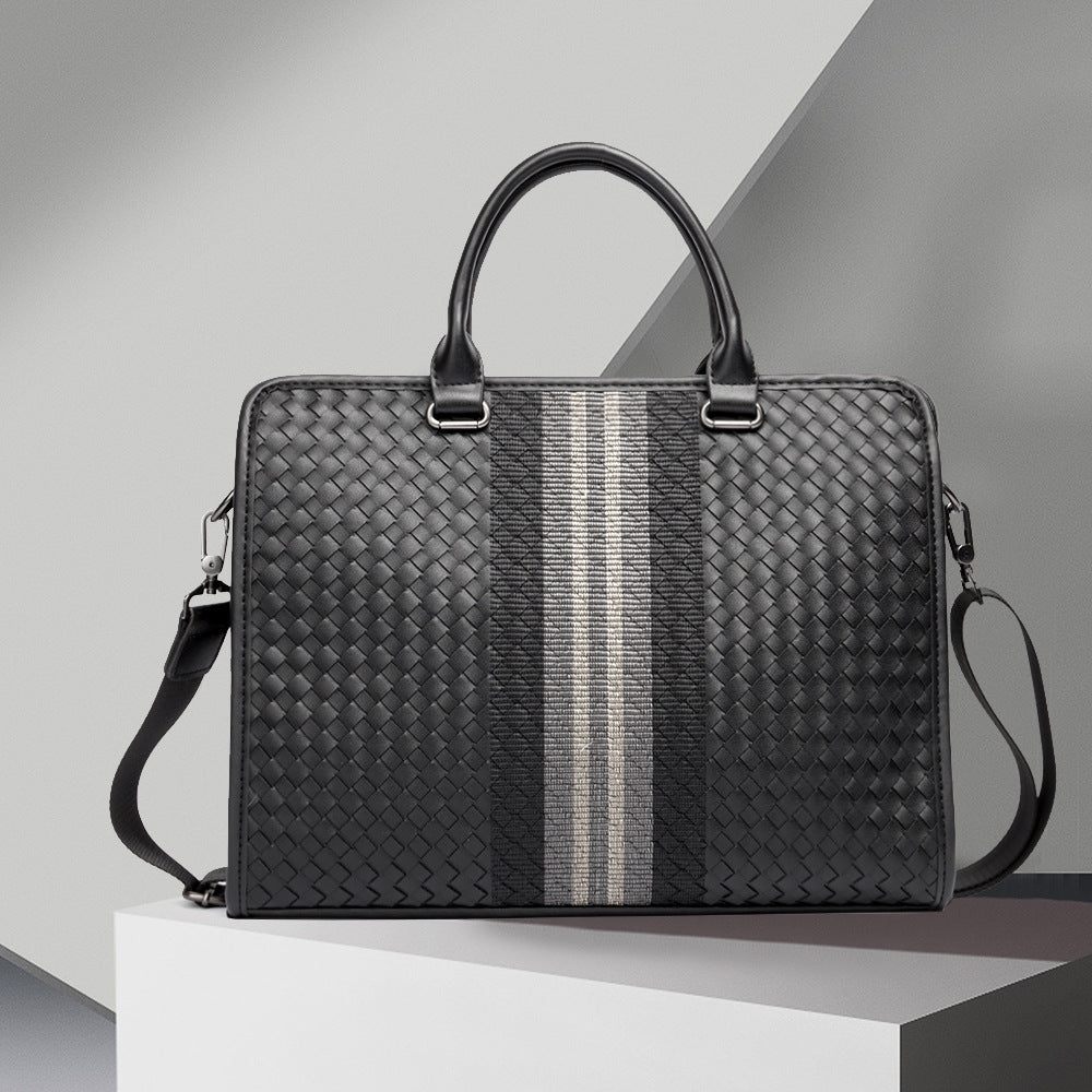 Sömmar Vävd Business Casual Portfölj Herr axel Crossbody datorväska