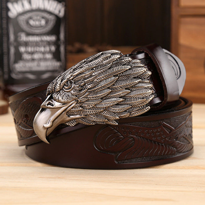 Men's Fashion Cowhide Eagle Head Leisure Belt - Majestic Power