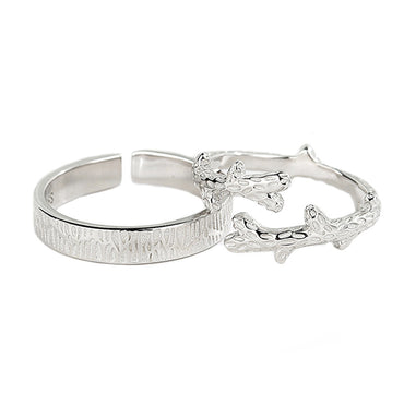 Bagues de couple en argent sterling pour hommes et femmes