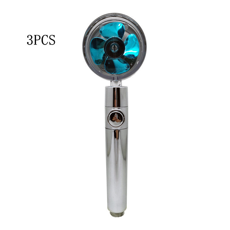 Pommeau de douche à hélice avec bouton d'arrêt et filtre en coton, buse de douche à main haute pression turbocompressée