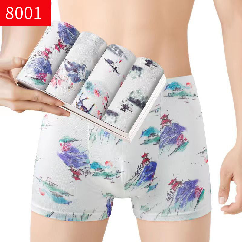 Herrboxershorts med medelhög midja, andningsbara ungdomsboxershorts