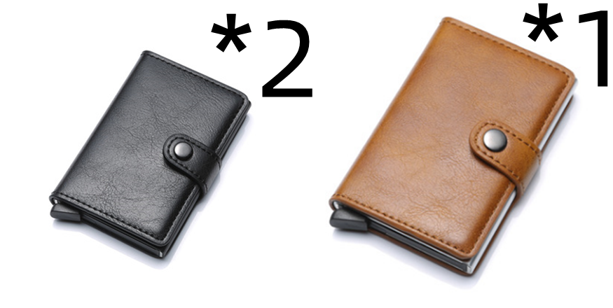 RFID Stöldskydd män Vintage plånbok aluminium metall handväska Läderfodral