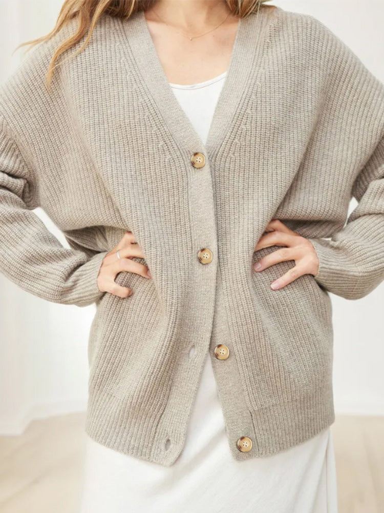 Stylish Solid Color Cardigan Sweater Coat for Women