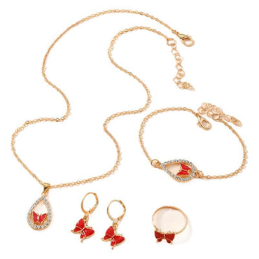 Luxury Women's Butterfly Jewelry Set - Necklace, Bracelet, Earrings