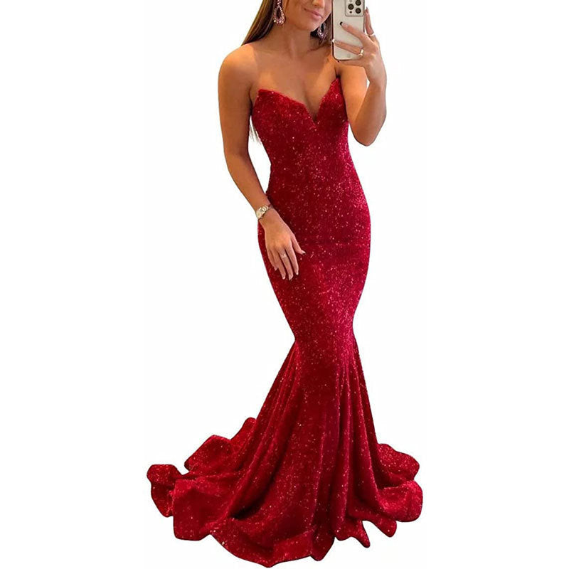 Robes de soirée à paillettes pour femmes, longues robes de bal formelles