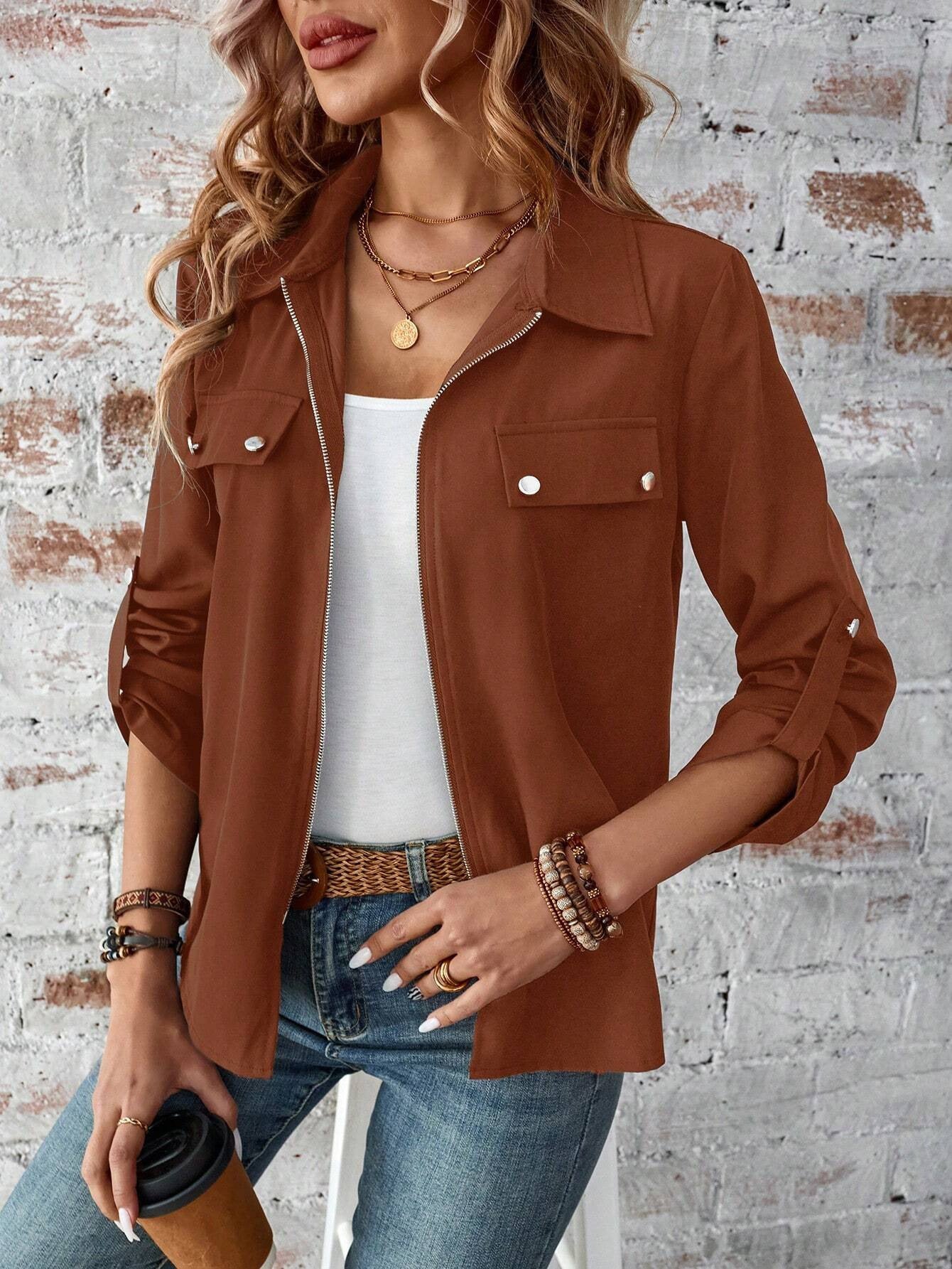Spring, Autumn And Winter New Lapel Zipper Cardigan Outerwear
