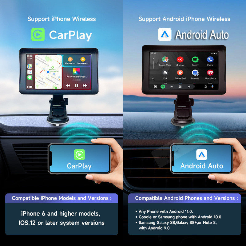 7" IPS Car Smart Screen X70 - Wireless CarPlay & Android Auto - 1024x600 HD - 19x11x2.5cm - Linux System