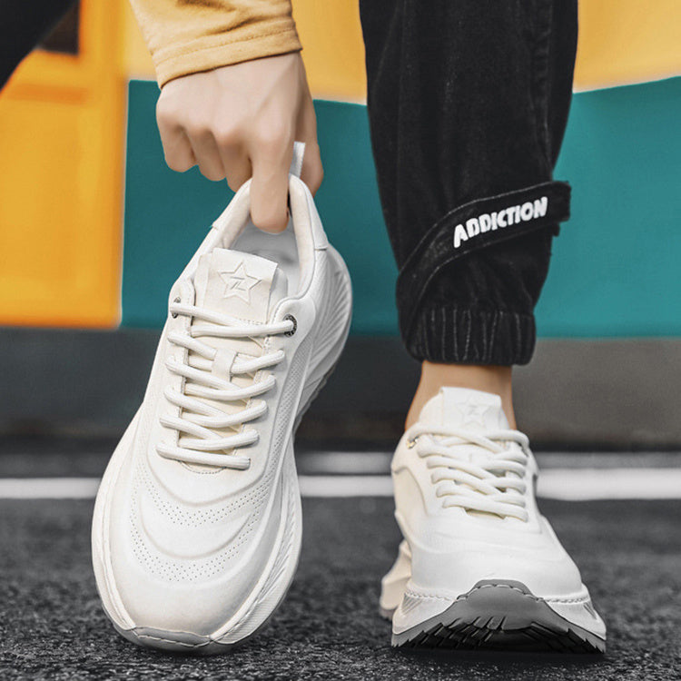 Herrskor med tjock sula, casual, andningsbara sneakers, snörning, pappaskor, pojke