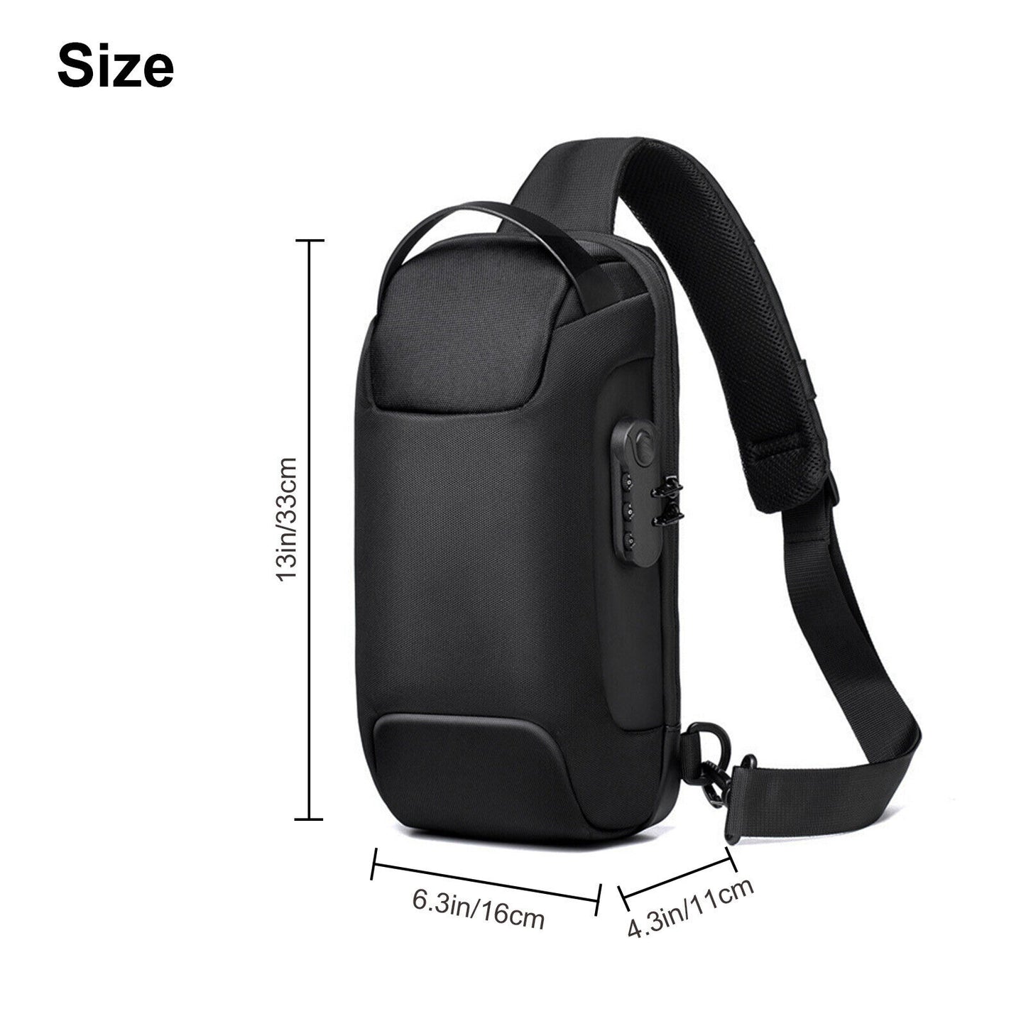 Sacs à bandoulière multifonctions Oxford imperméables pour hommes Sacs à bandoulière antivol Sac de poitrine à bandoulière pour homme Sac à bandoulière étanche antivol Sac à dos Pack USB