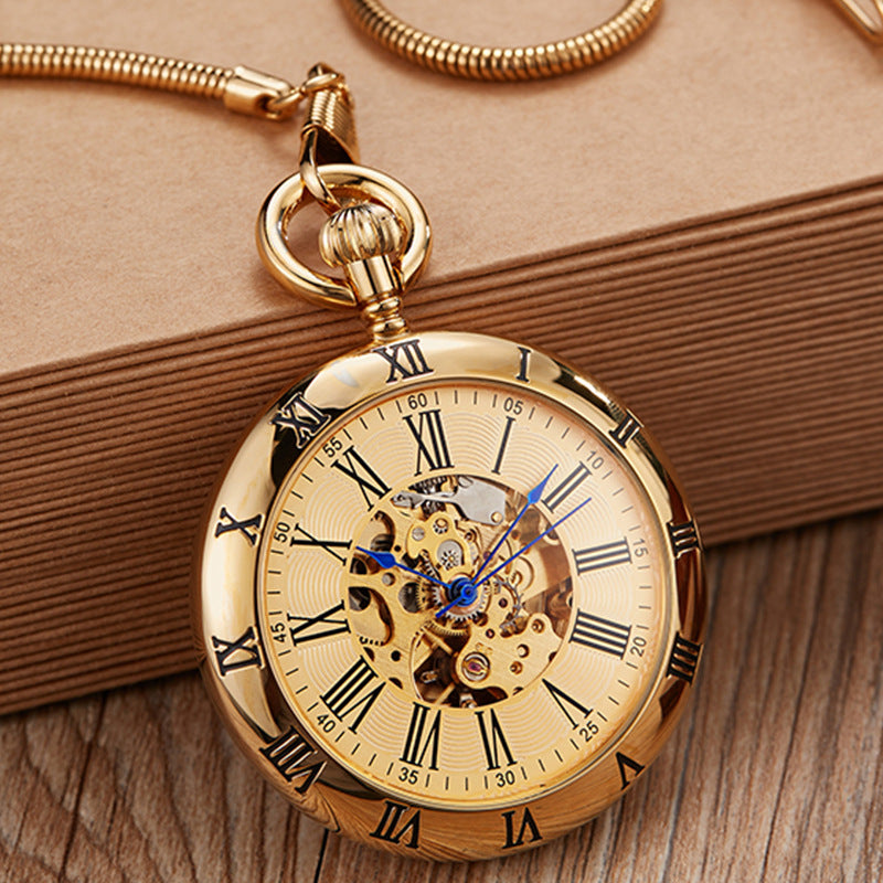 Creative Inside And Outside Roman Literal Snake Chain Automatic Mechanical Pocket Watch Antique Gift - Intricate Sophisticated Timeless Elegant