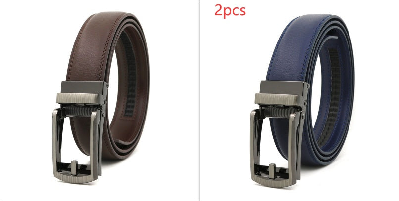 Men's Fake Needle Automatic Buckle Cowhide Belt - Detailed Sophistication