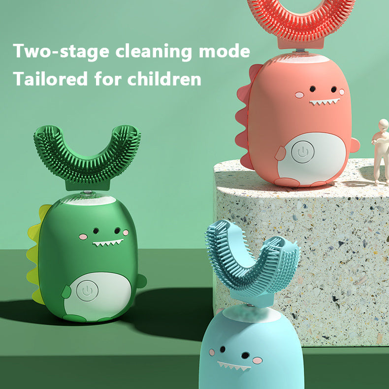 U-Shaped Children's Electric Toothbrush Soft Bristles Waterproof Automatic Ultrasonic Teeth Tooth Brush Cartoon Pattern