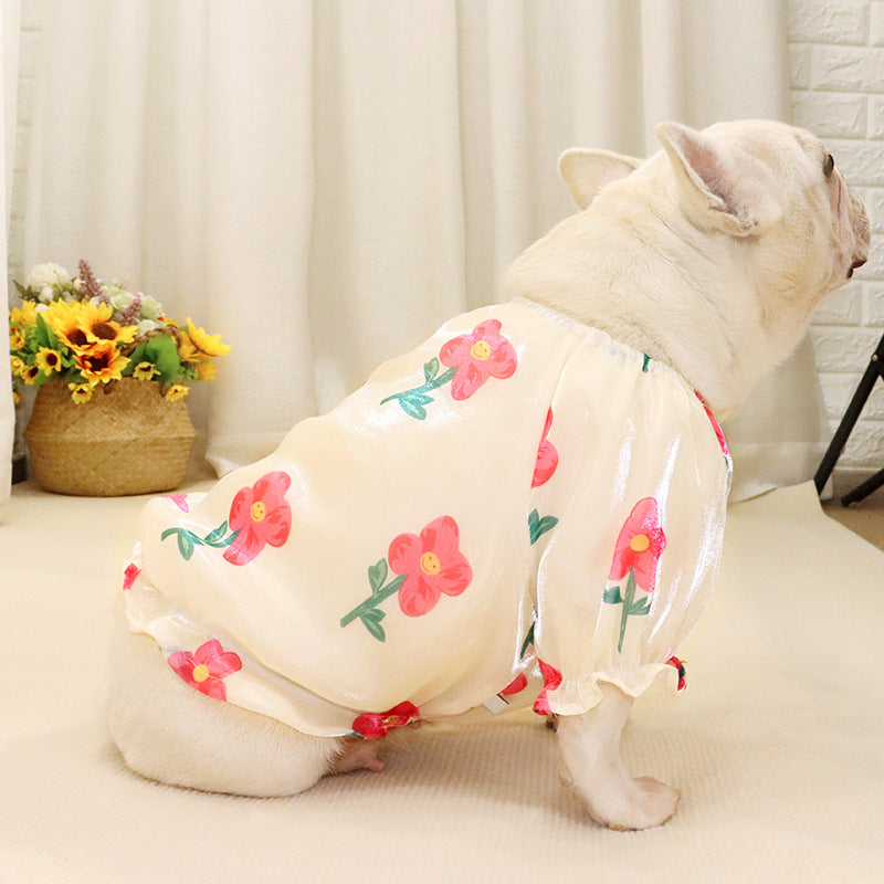 Vêtements d'été en mousseline de soie pour chien bouledogue, corps court