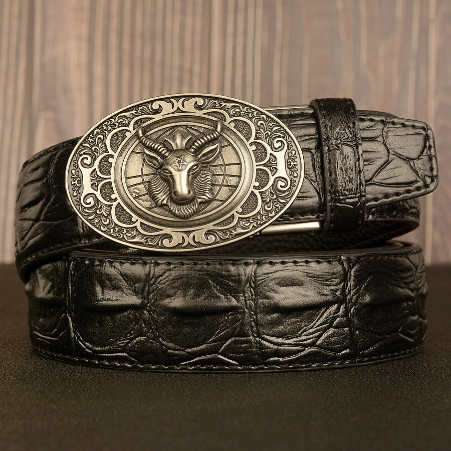 Double cuir pour hommes avec boucle de ceinture automatique