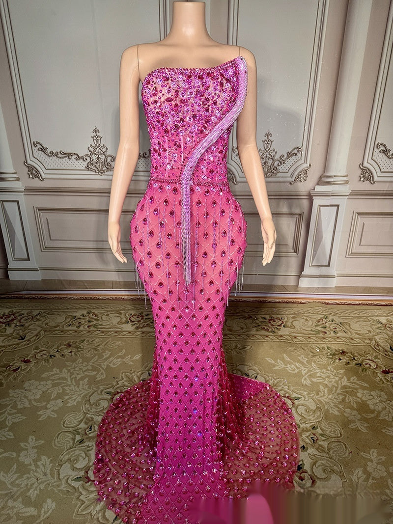 Elegant Fishtail Gown - No Back Design